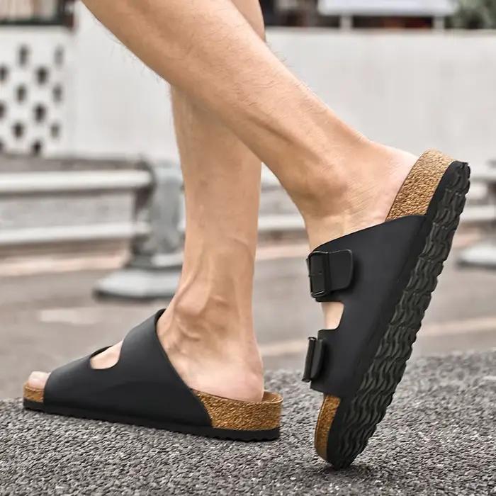 Homme décontracté en cuir sandale pour hommes plage respirant antidérapant sandales concepteur plat chaussures de créateur confortable pantoufle originale été