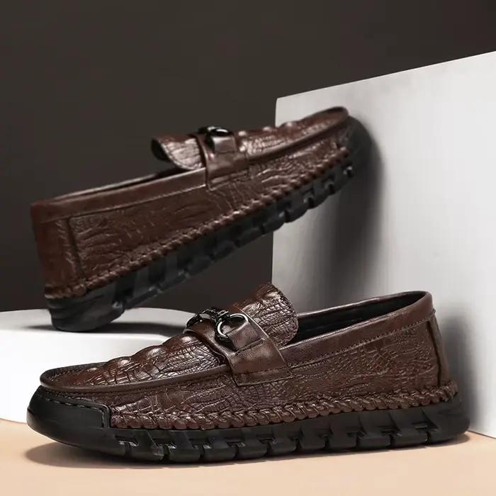 Chaussures haricot carillons pour hommes, chaussures paresseuses décontractées, caoutchouc sans cuir, nouveau style britannique, automne, hiver, 2025