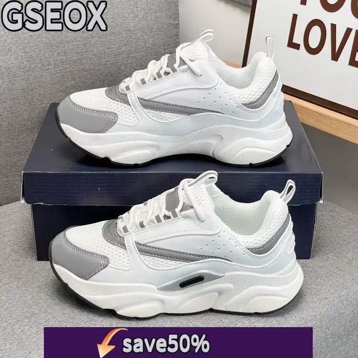 GSEOX Chaussures de sport décontractées à semelles épaisses pour hommes et femmes avec sangles en maille élastique