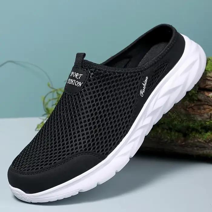 Demi-pantoufles YRZL en maille aérée pour hommes, chaussures respirantes et anti-transpirantes, parfaites pour les activités de plein air et les voyages