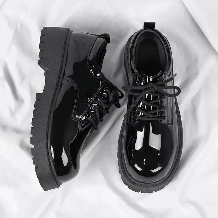 Chaussures derby en cuir verni pour hommes bout rond confortables et étanches pour bureau et carrière printemps automne