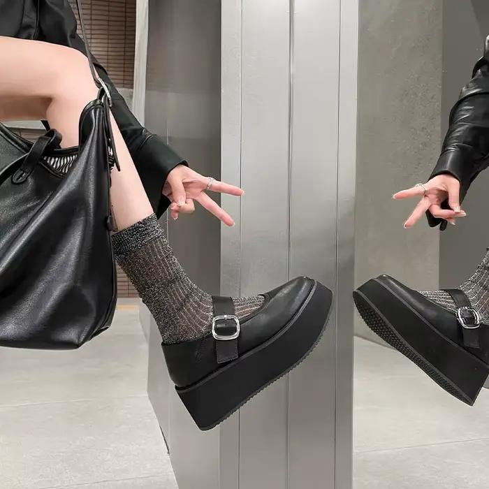 MKKHOU mode pompes nouvelle haute qualité en cuir véritable pointu chaussures à semelles épaisses talons plats