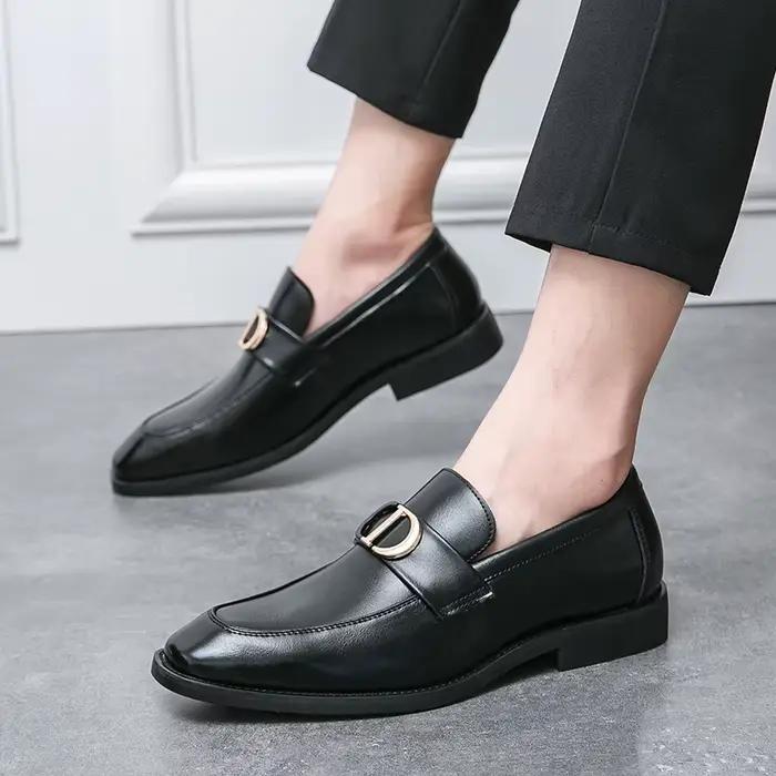 Mocassins pour hommes en PU à talon bas, chaussures professionnelles classiques confortables pour hommes d'affaires, taille 38-46