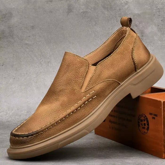 EAGSITY – mocassins en cuir de vache pour hommes, chaussures de sport décontractées à lacets, chaussures d'extérieur, chaussures de travail, style street, chaussures en cuir véritable, baskets