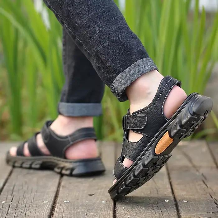 Sandales décontractées pour hommes avec sangles réglables et semelle antidérapante pour les promenades estivales sur la