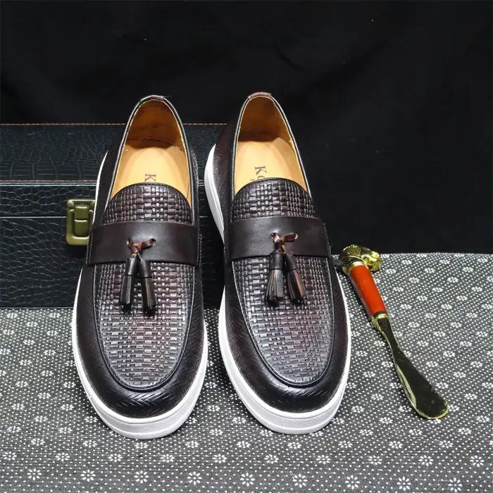 Mocassins à semelle plate en cuir véritable pour hommes