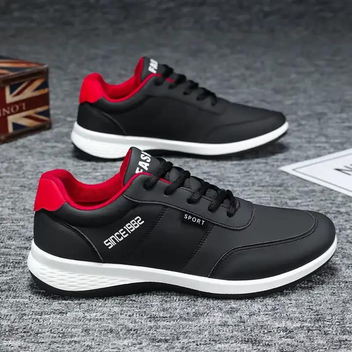 Nouveaux hommes chaussures de sport course formation confortable dessus en cuir à lacets
