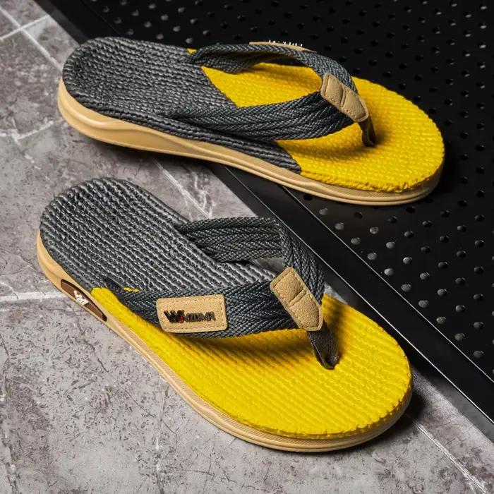 Sandales à enfiler pour homme, sangles en tissu coton, semelle en caoutchouc antidérapante, confort amorti, parfait pour les tenues décontractées et les occasions extérieures