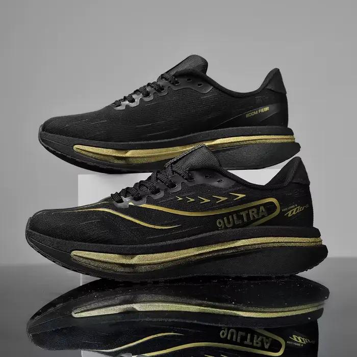 Chaussures de course professionnelles pour marathon avec technologie de plaque en carbone - Baskets légères et amortissantes avec design dégradé blanc-violet respirant, adaptées au marathon, au 3C, à 