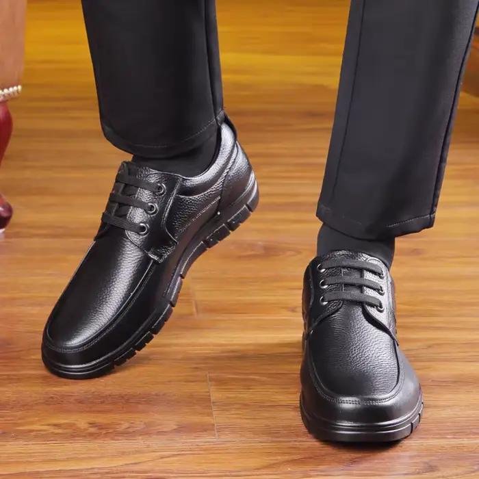 Chaussures décontractées en cuir véritable pour hommes, semelle souple, mocassins légers, augmentation de la hauteur, imperméables, confort maximal pour papa et grands-pères