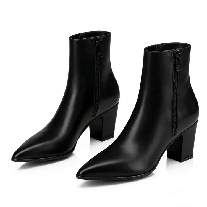 Bottes Chelsea noires à bout pointu en cuir véritable pour homme style britannique polyvalentes pour événements formels et sorties urbaines
