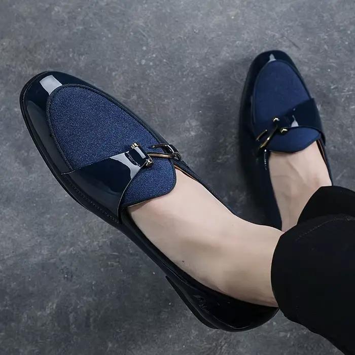 Chaussures en cuir décontractées pour hommes boucle chaussure de mariage de fête à la mode