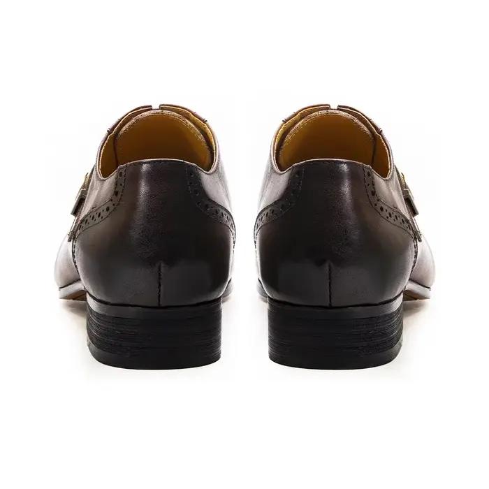 Chaussures provoqué pointues en cuir véritable pour hommes