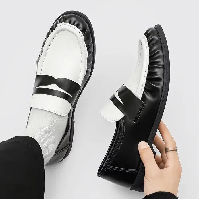 Mode noir hommes mocassins concepteur affaires chaussures en cuir confortable sans lacet chaussures décontractées antidérapant marche plat conduite chaussures