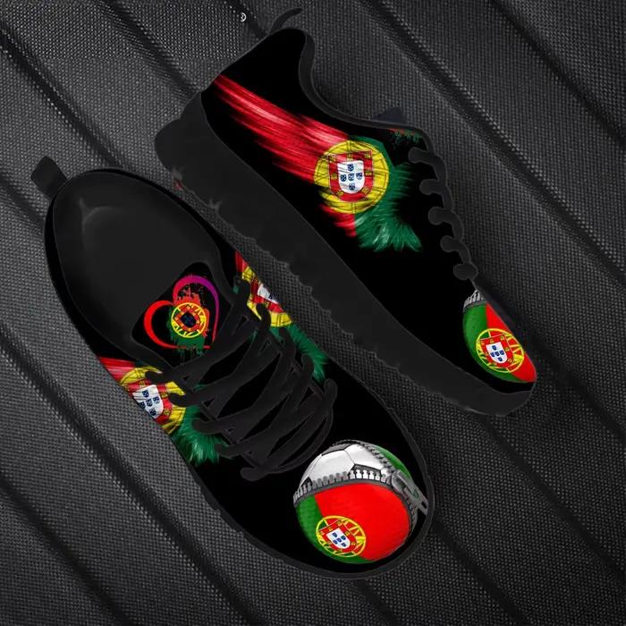 Chaussures plates imprimées de football Portugal Feel pour hommes et femmes