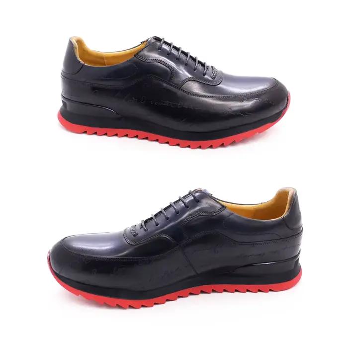 Baskets en cuir véritable à lacets pour hommes