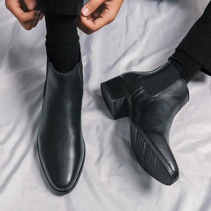 Marque de luxe classique hommes bottes à talons hauts Chelsea mode chaussures de loisirs Style britannique bottines en