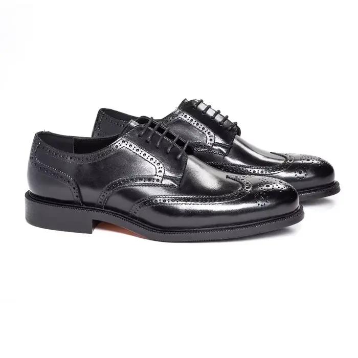 Chaussures Oxford Brogue marron à bout pointu pour hommes