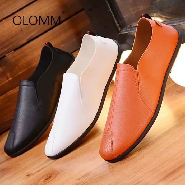 Mocassins décontractés en cuir naturel pour homme, pointure ajustée, design élégant, confortable pour conduire et occasions estivales