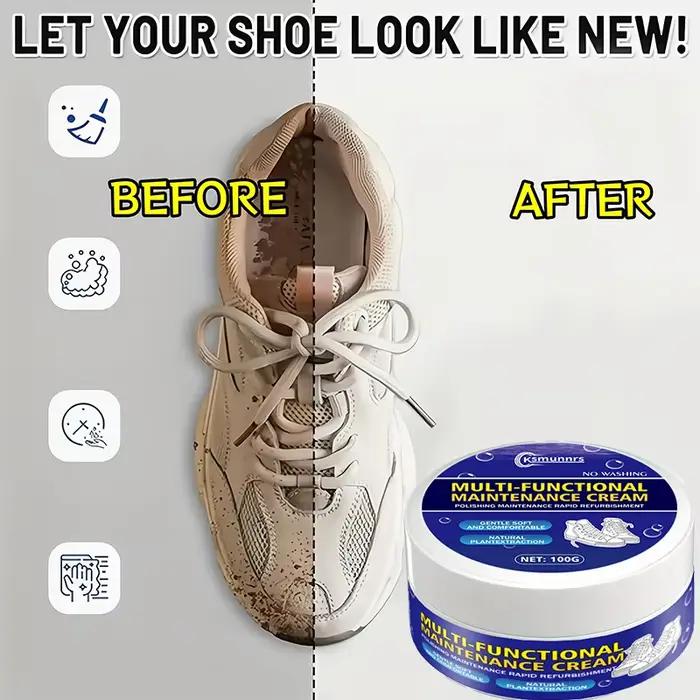 Crème à cirer les chaussures blanche 100g - Une formule révolutionnaire qui combine la cire et l'entretien en une seule étape. Pas de rinçage nécessaire. Convient