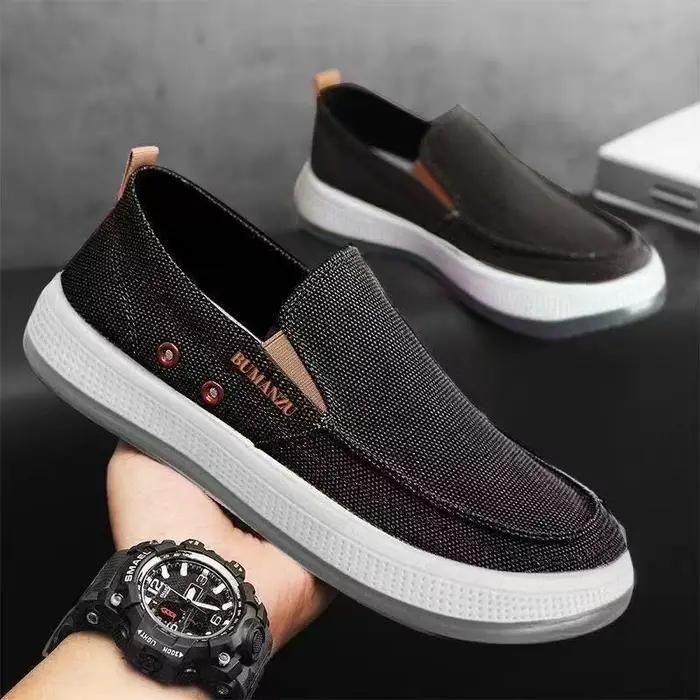 Chaussures bateau décontractées en toile pour hommes
