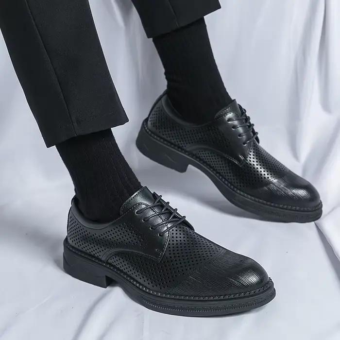 Oxford Derby Brogue en cuir véritable pour hommes