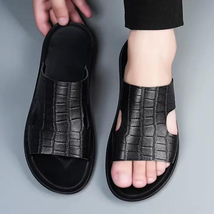 Sandales d'été tendance pour hommes à motif crocodile
