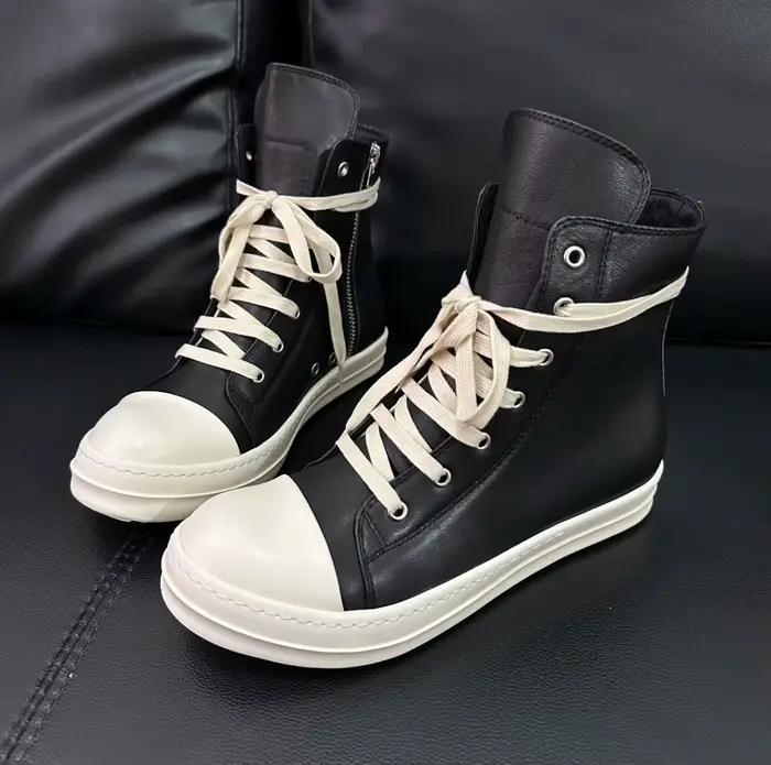 R-o génieux cuir noir haut chaussure de luxe qualité hommes bottes fermeture éclair femmes Sneaker chaussures décontractées Design classique bottine