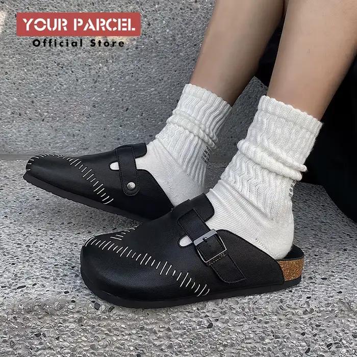 Nouvelles pantoufles d'été pour hommes avec une niche en cuir verni couture design chaussures Birken corknon