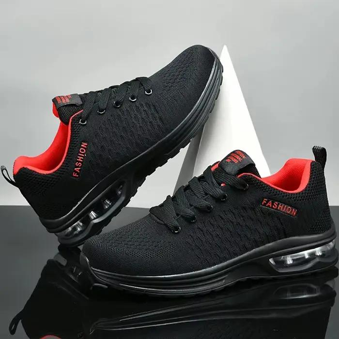 Chaussures de sport pour hommes, confortables, à la mode, à lacets, décontractées, antidérapantes, résistantes à l'usure, chaussures de course en maille pour l'extérieur