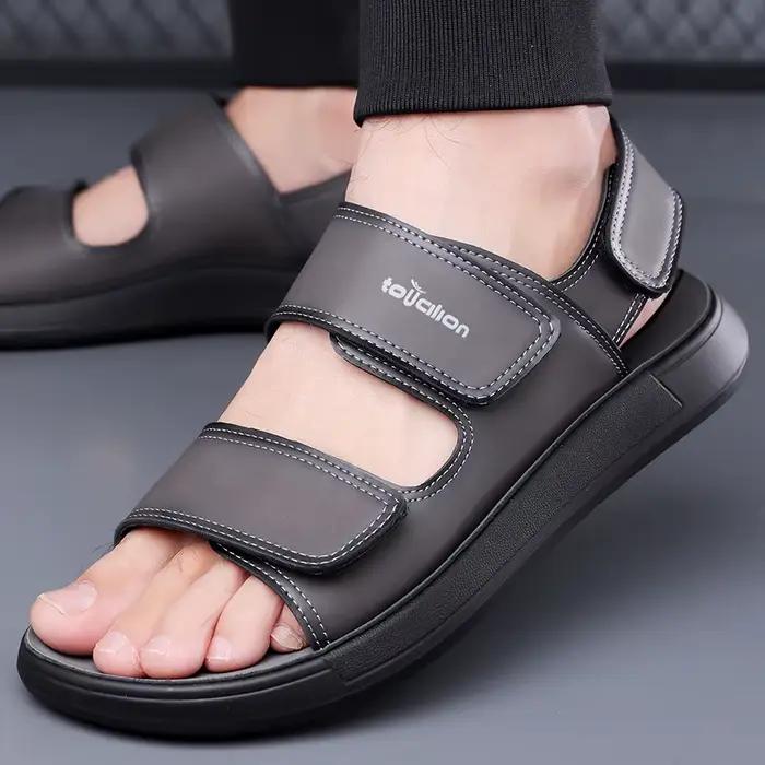 Sandales en cuir pour hommes 2026 – Tongs décontractées antidérapantes pour l'extérieur