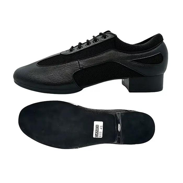 Chaussures de danse latine pour hommes en cuir de vache véritable avec semelle en daim ou en caoutchouc pour entraînement professionnel et compétitions de danse