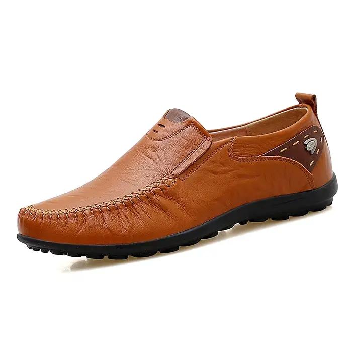 Chaussures en cuir hommes mode cuir véritable haute qualité marque de luxe confortable hommes chaussures de conduite décontractées grande taille 37-47