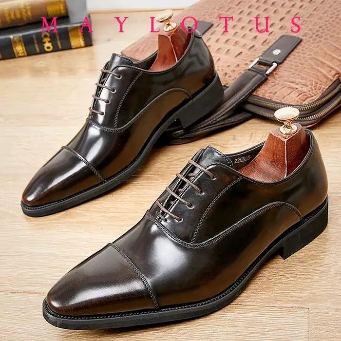 Chaussures richelieu en cuir véritable pour hommes