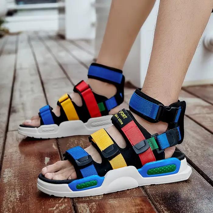 Sandales romaines montantes et confortables pour hommes, chaussures de marche décontractées en plein air, été