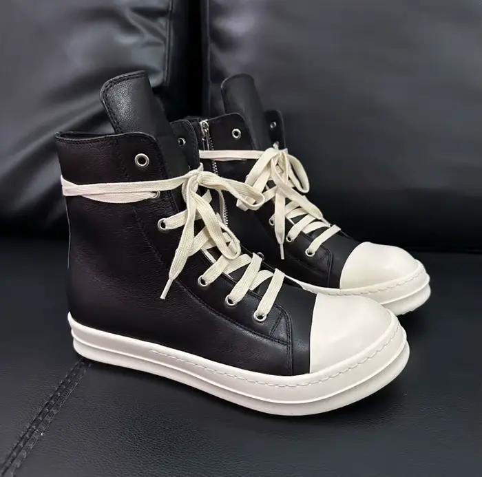R-o génieux cuir noir haut chaussure de luxe qualité hommes bottes fermeture éclair femmes Sneaker chaussures décontractées Design classique bottine