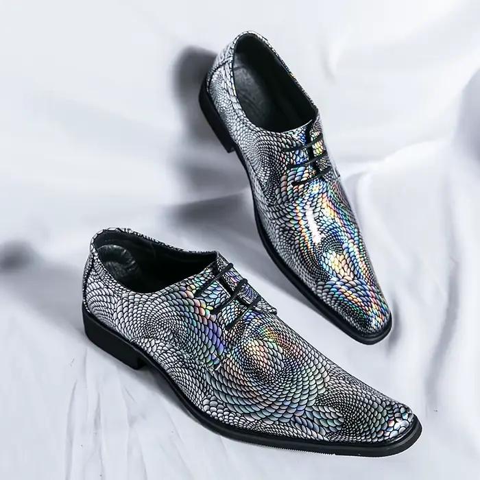 Chaussures brillantes à bout pointu en cuir verni pour hommes, chaussures plates décontractées, chaussures provoqué, affaires, Grace, mariage, fête, mode