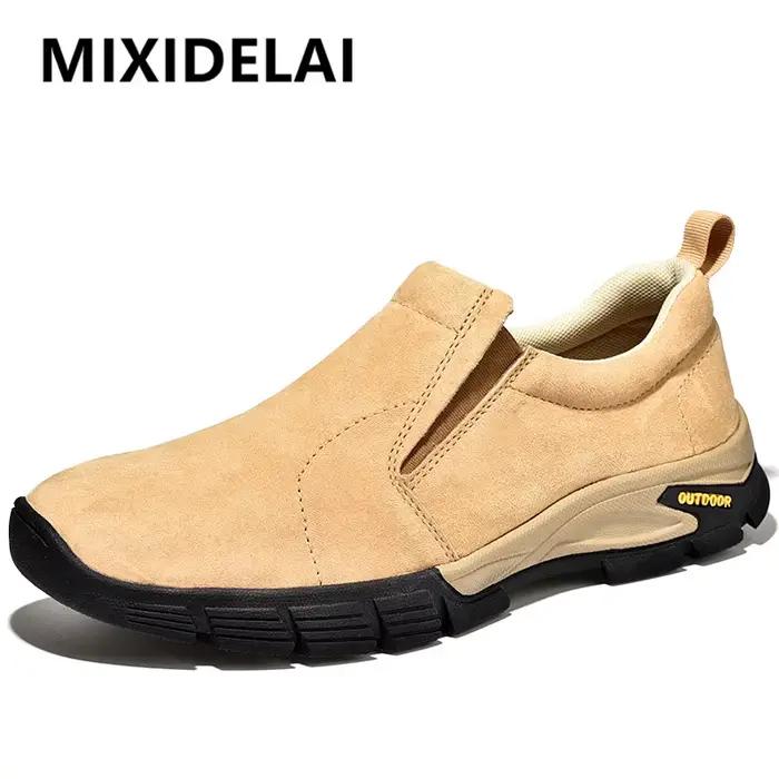 Marque chaussures pour hommes en cuir véritable chaussures décontractées en plein air hommes respirant baskets daim Original hommes mocassins mocassins baskets