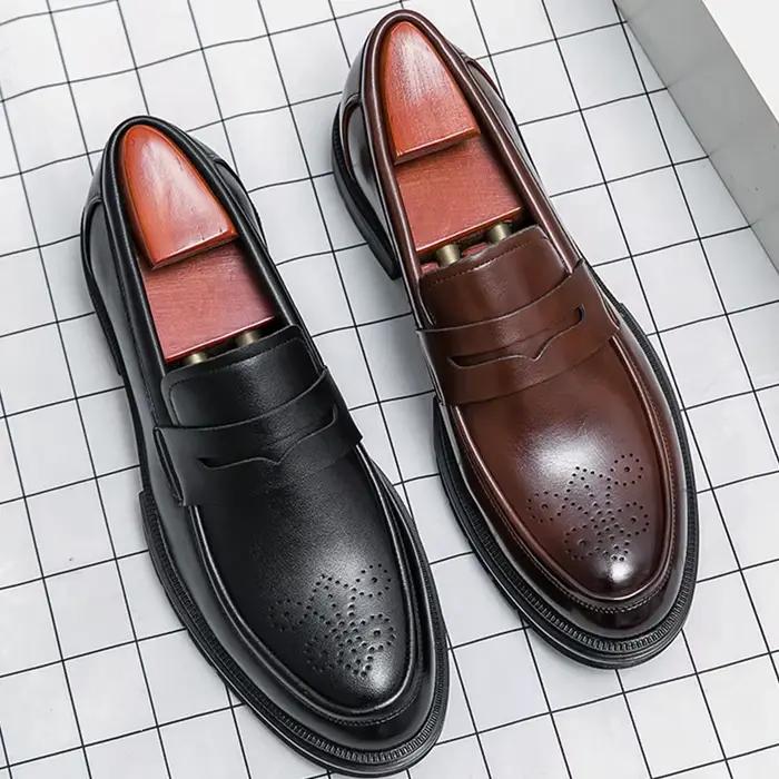 Chaussures habillées pour hommes rétro décontracté affaires chaussures en cuir hommes mocassins de bureau formel Social richelieu chaussures en cuir de mariage pour hommes