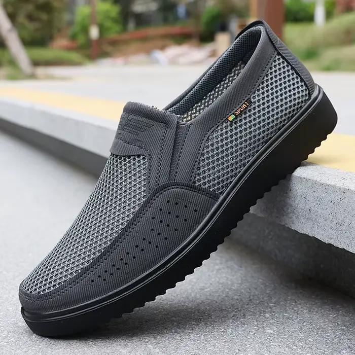 Chaussures décontractées à enfiler respirantes pour hommes – Baskets de marche basses légères pour l'extérieur