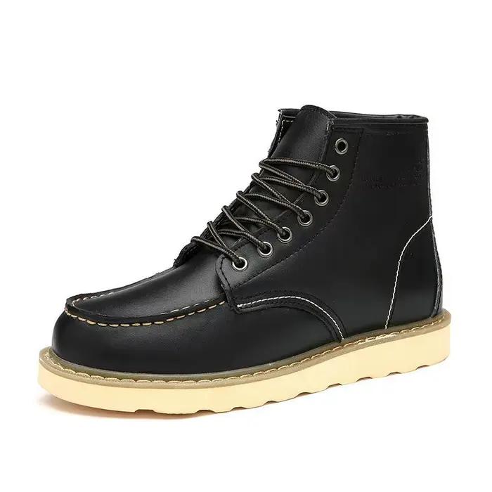 Bottines de Cowboy à lacets en cuir véritable pour hommes