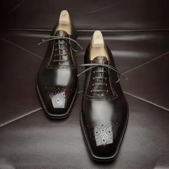 Oxfords chaussures pour hommes marron noir affaires à lacets Pu bureau richelieu