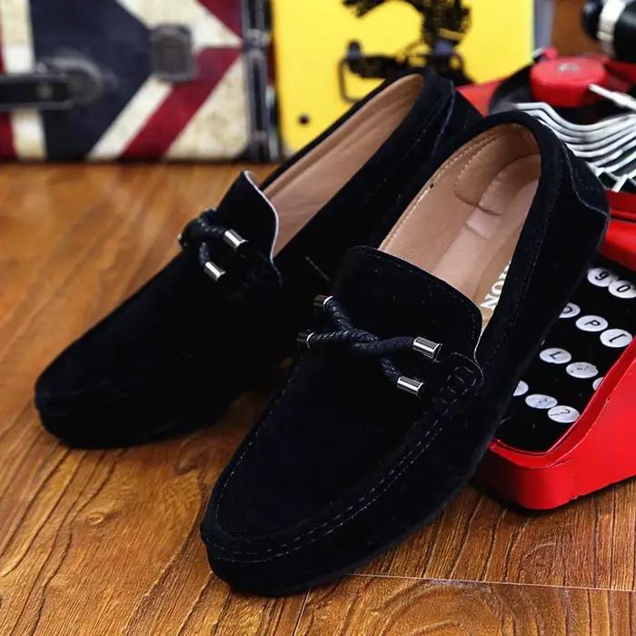 Hommes mocassins chaussures d'affaires en daim cuir semelle souple