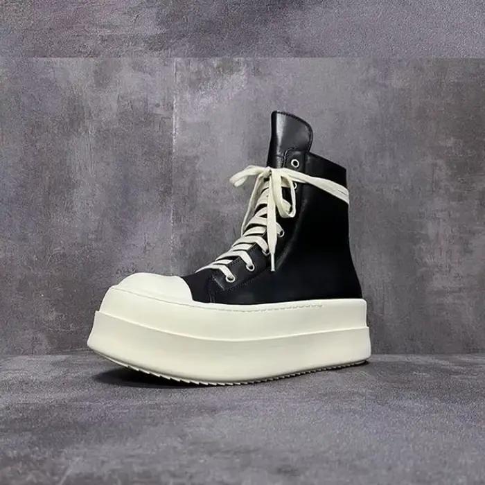 Hommes chaussures hautes femmes décontracté plate-forme talons baskets en cuir Jumbo à lacets Zip luxe automne noir