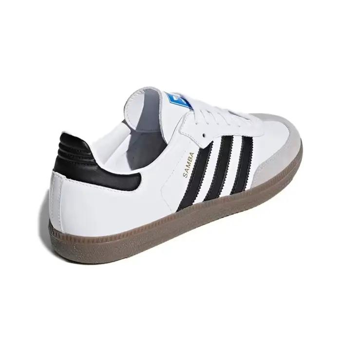 Chaussures de skate classiques Adidas Samba OG en cuir pour homme blanc noir gomme pointure polyvalentes pour sorties et sessions de skate