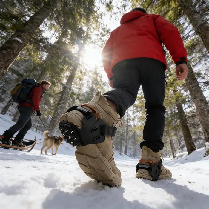 Crampons à 9 pointes antidérapants pour chaussures, idéaux pour la marche hivernale, la course, la randonnée, l'escalade et les travaux en extérieur sur toiture