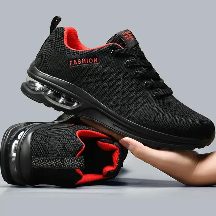 Chaussures de sport pour hommes, confortables, à la mode, à lacets, décontractées, antidérapantes, résistantes à l'usure, chaussures de course en maille pour l'extérieur