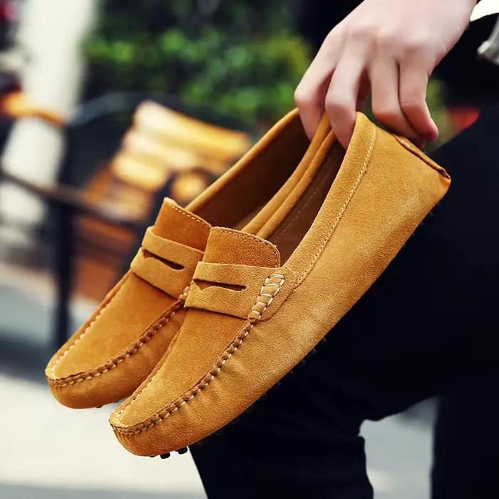 Mocassins en cuir véritable pour hommes, chaussures plates légères, mocassins de conduite, haute qualité, vente chaude, printemps et été, marque