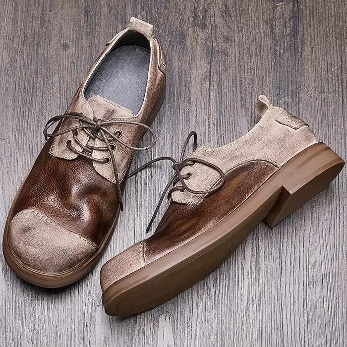 Chaussures Derby en cuir véritable YETTIES confortables à bout rond pour hommes printemps automne ocassions décontractées sorties bureau