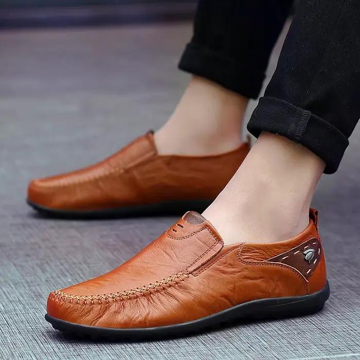 Chaussures en cuir hommes mode cuir véritable haute qualité marque de luxe confortable hommes chaussures de conduite décontractées grande taille 37-47